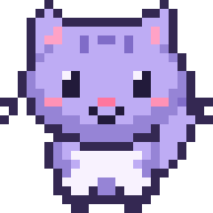 Mochi, a lilac pixel cat